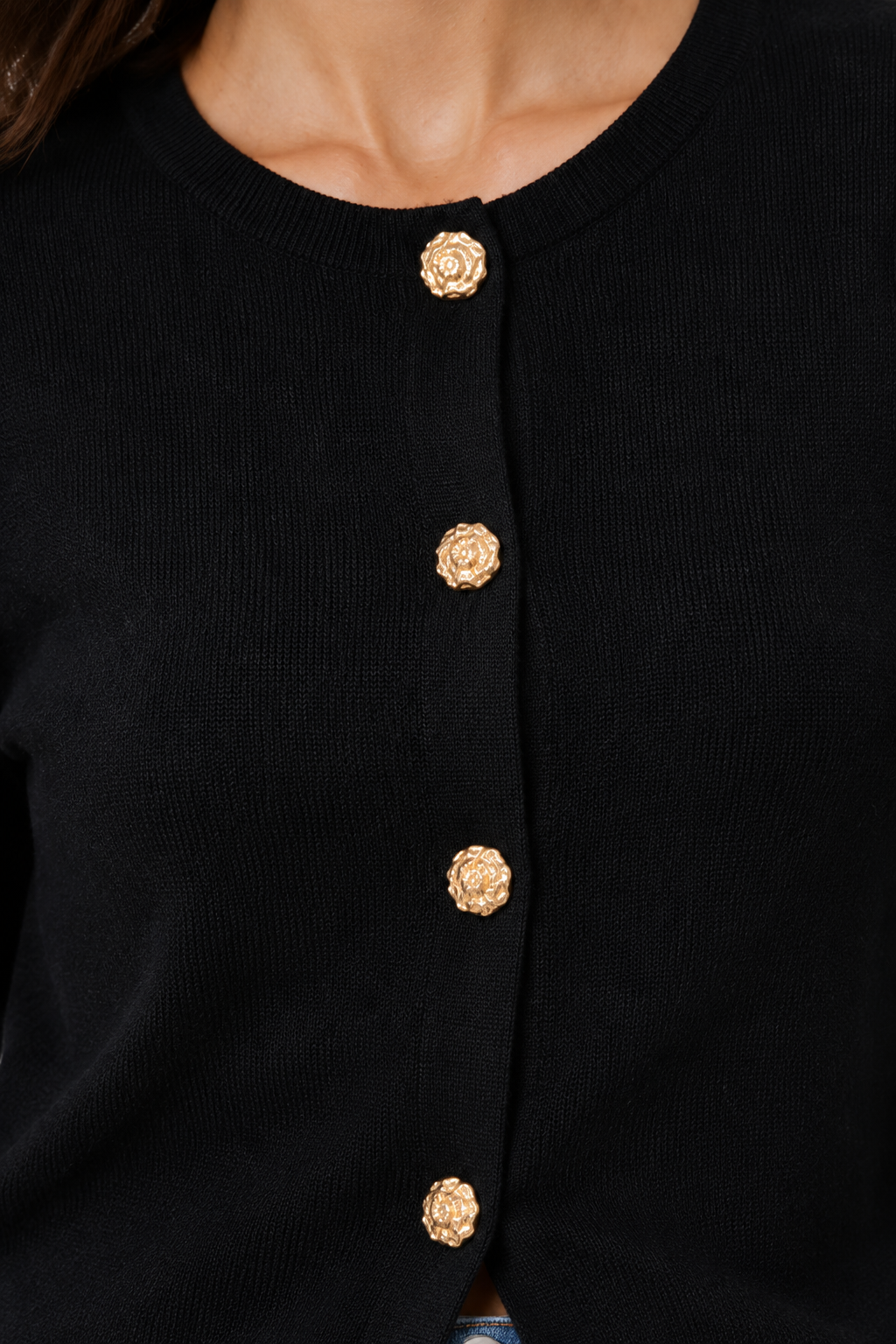 Soft Knit Cardigan · Gold Trims