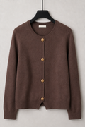 Cardigan in Maglia Morbida · Marrone Caldo con Bottoni Dorati