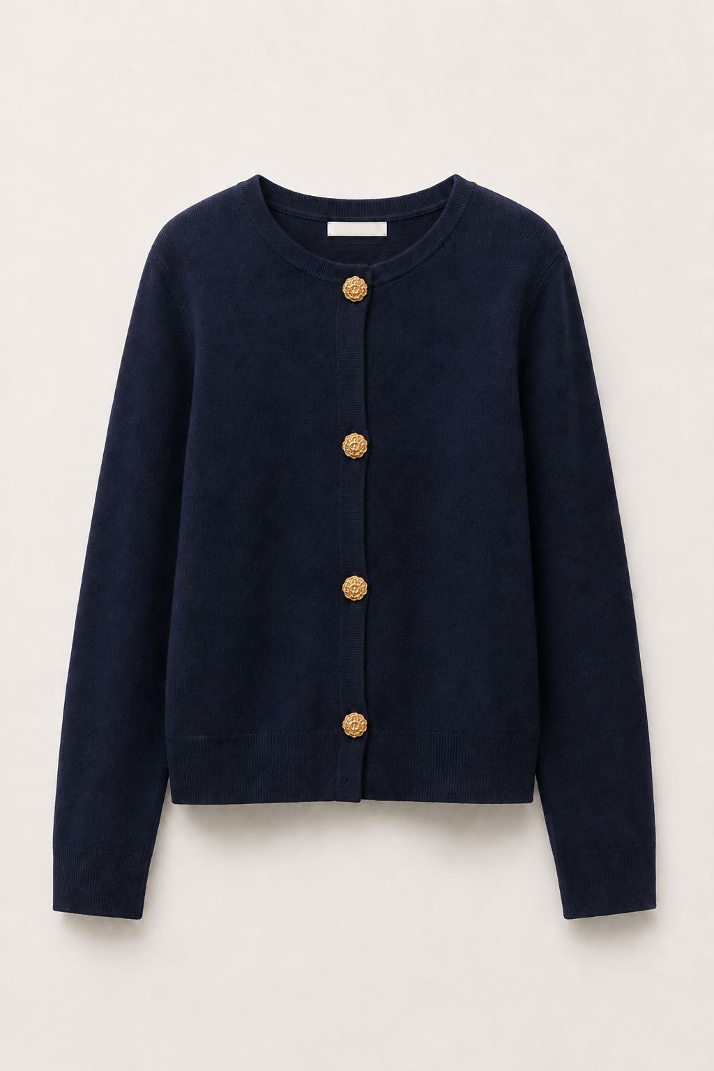 Cardigan in Maglia Morbida · Blu Navy con Bottoni Dorati