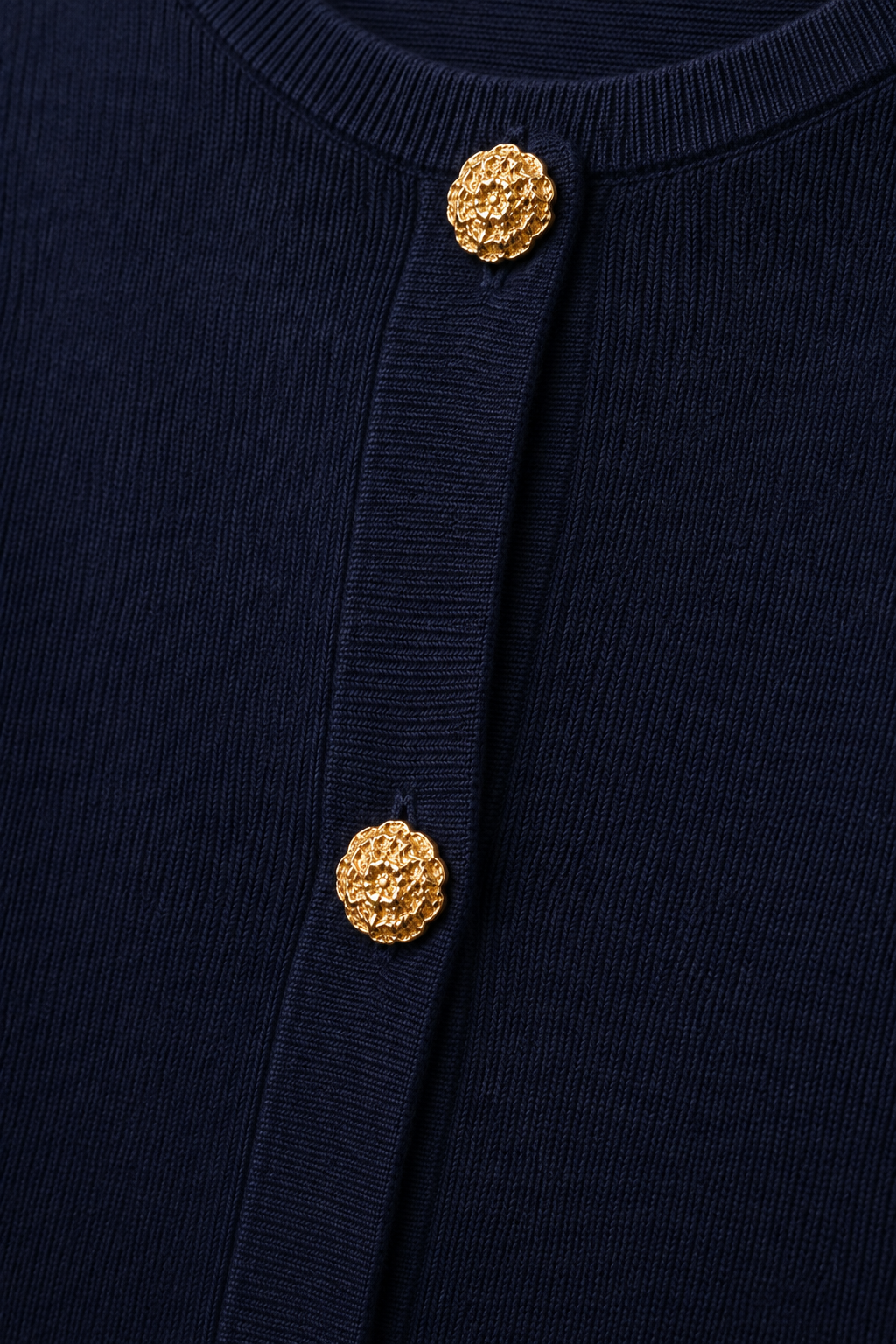 Cardigan in Maglia Morbida · Blu Navy con Bottoni Dorati