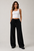 Black Rib Knit Pants - Soft and Relaxed Fit