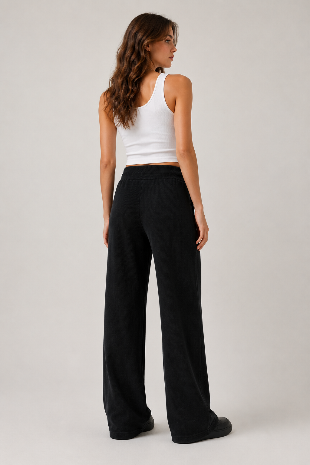 Black Rib Knit Pants - Soft and Relaxed Fit