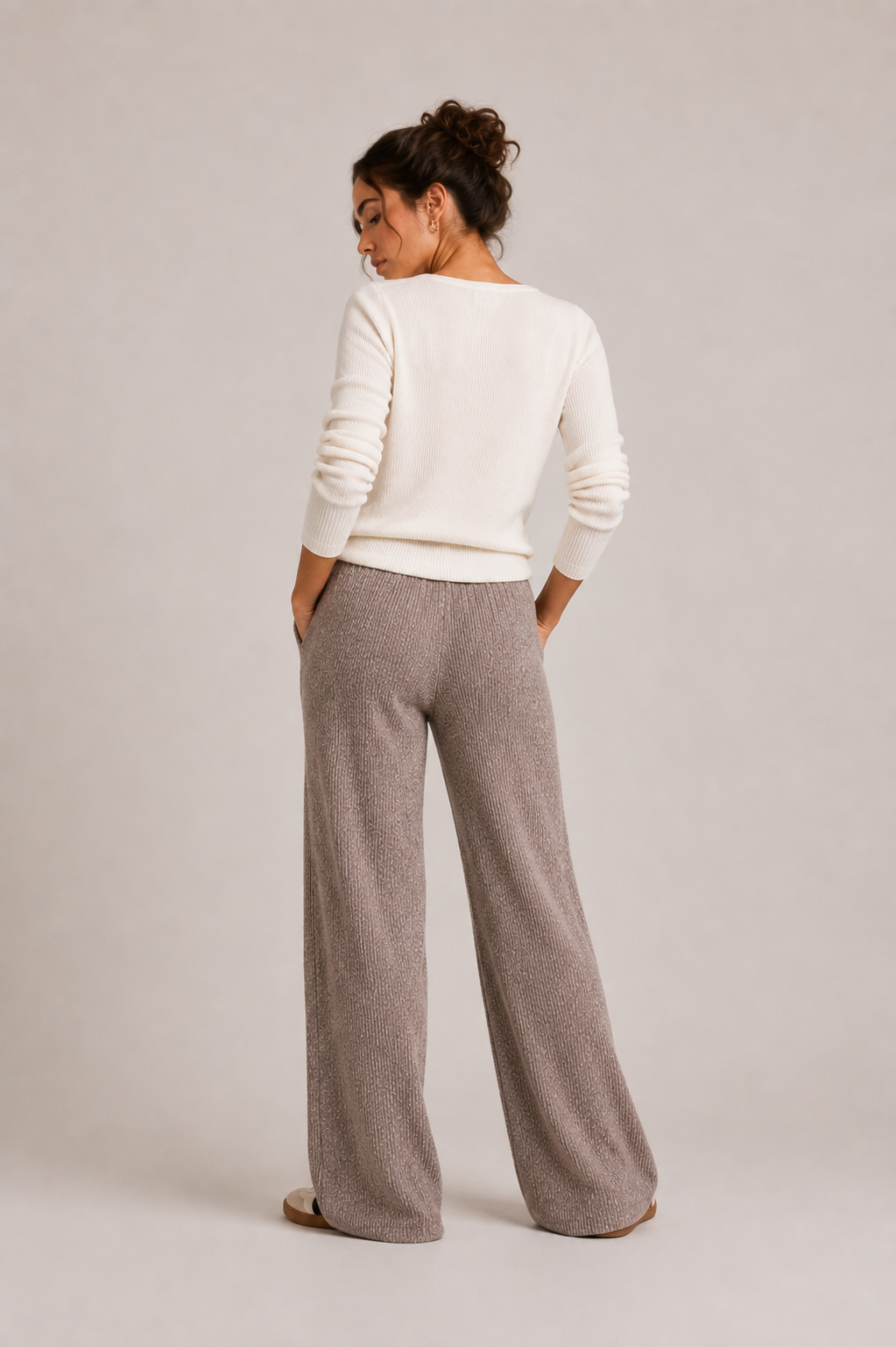 Ribbed Knit Pants in Dove Grey - Soft and Relaxed Fit
