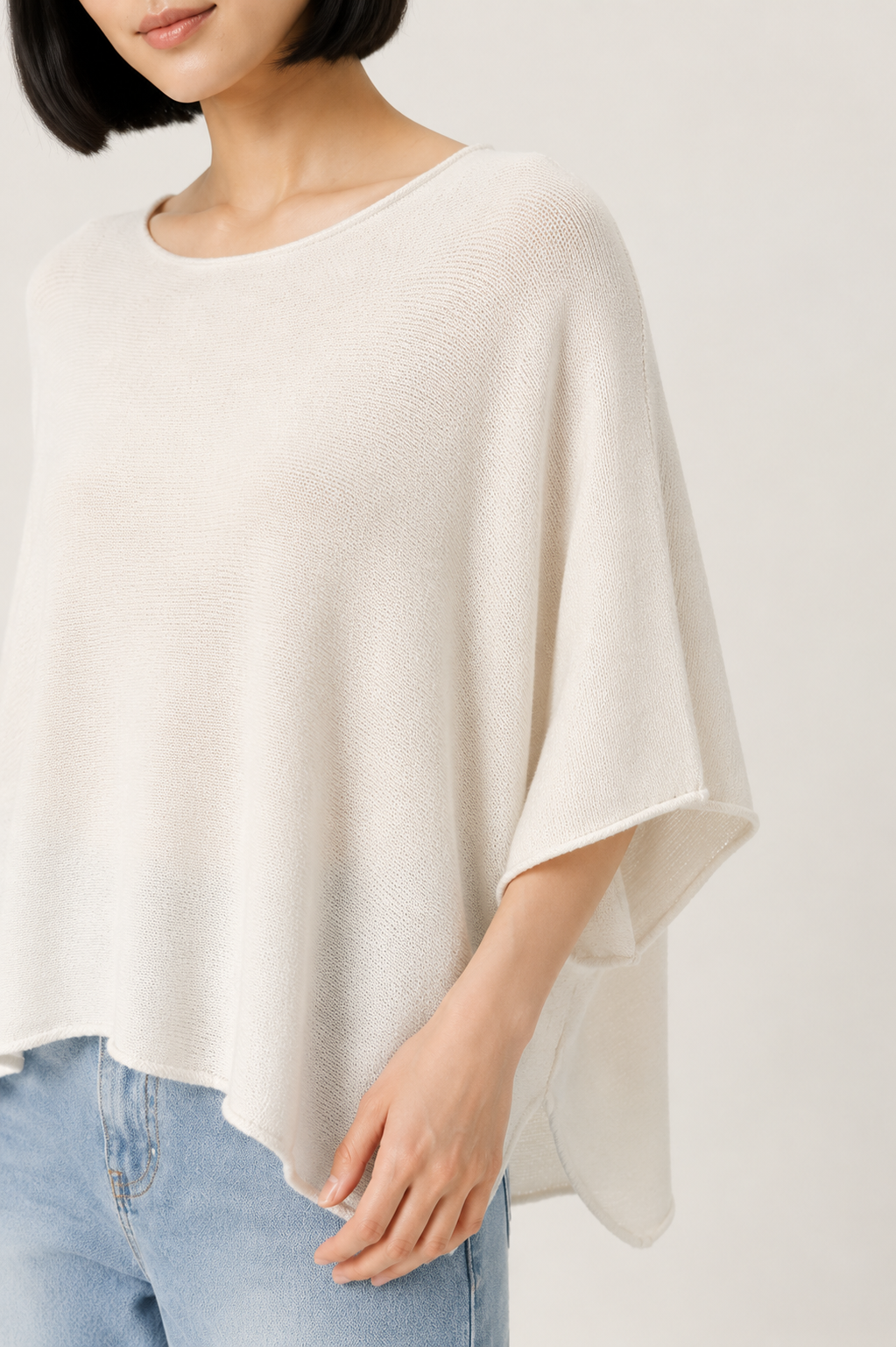Maglia Oversize Cappuccino con Maniche a Tre Quarti