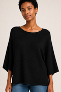 Maglia Oversize Nera con Maniche a Tre Quarti