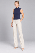 Top in Maglia a Costine con Collo Alto