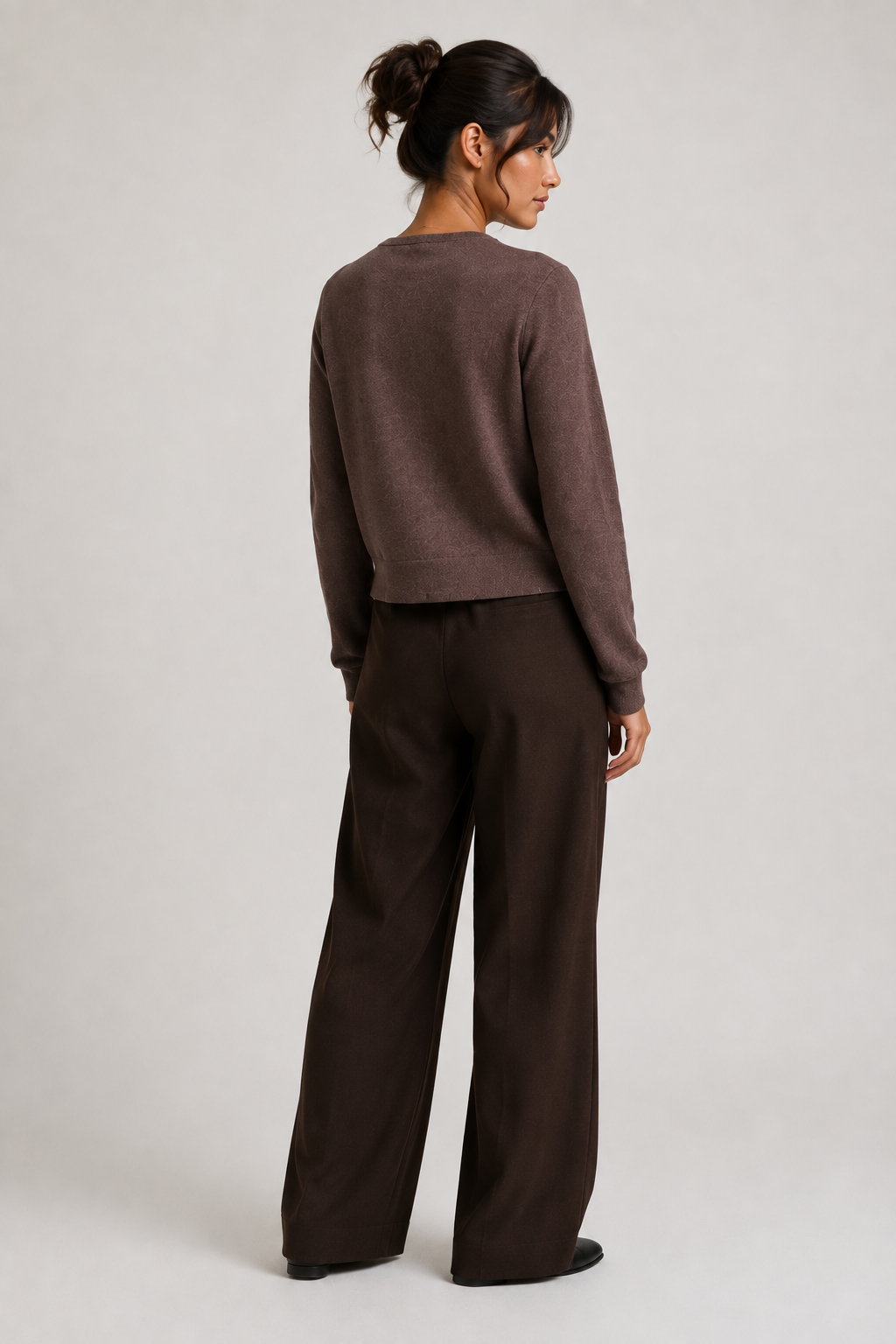 Soft Knit Cardigan · Warm Brown with Gold Buttons