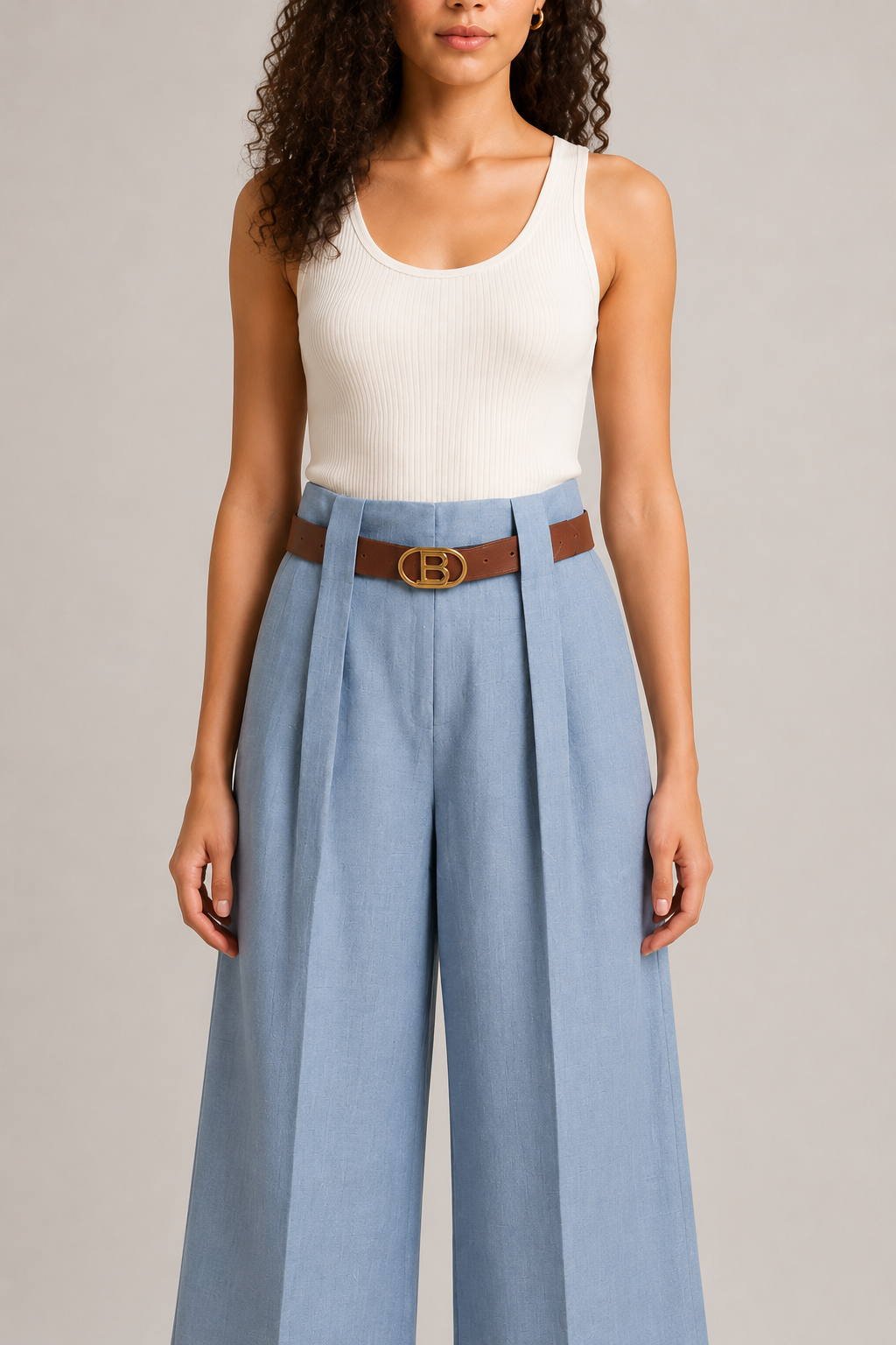 Navy Blue Trousers with Belt