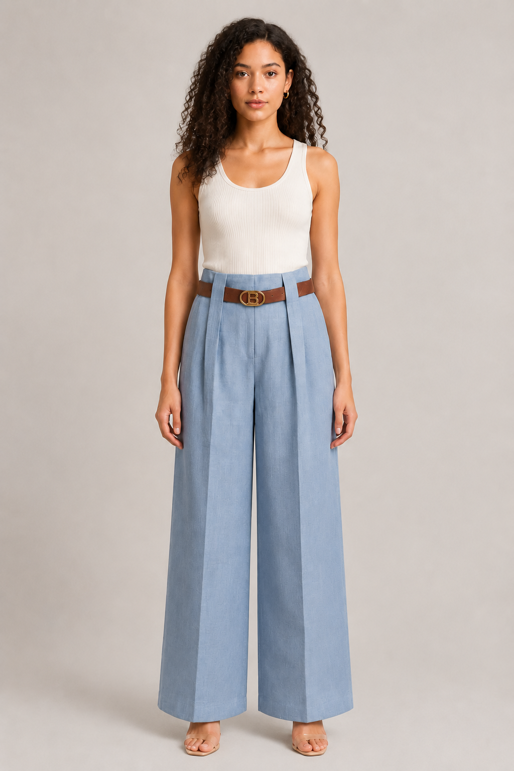 Navy Blue Trousers with Belt