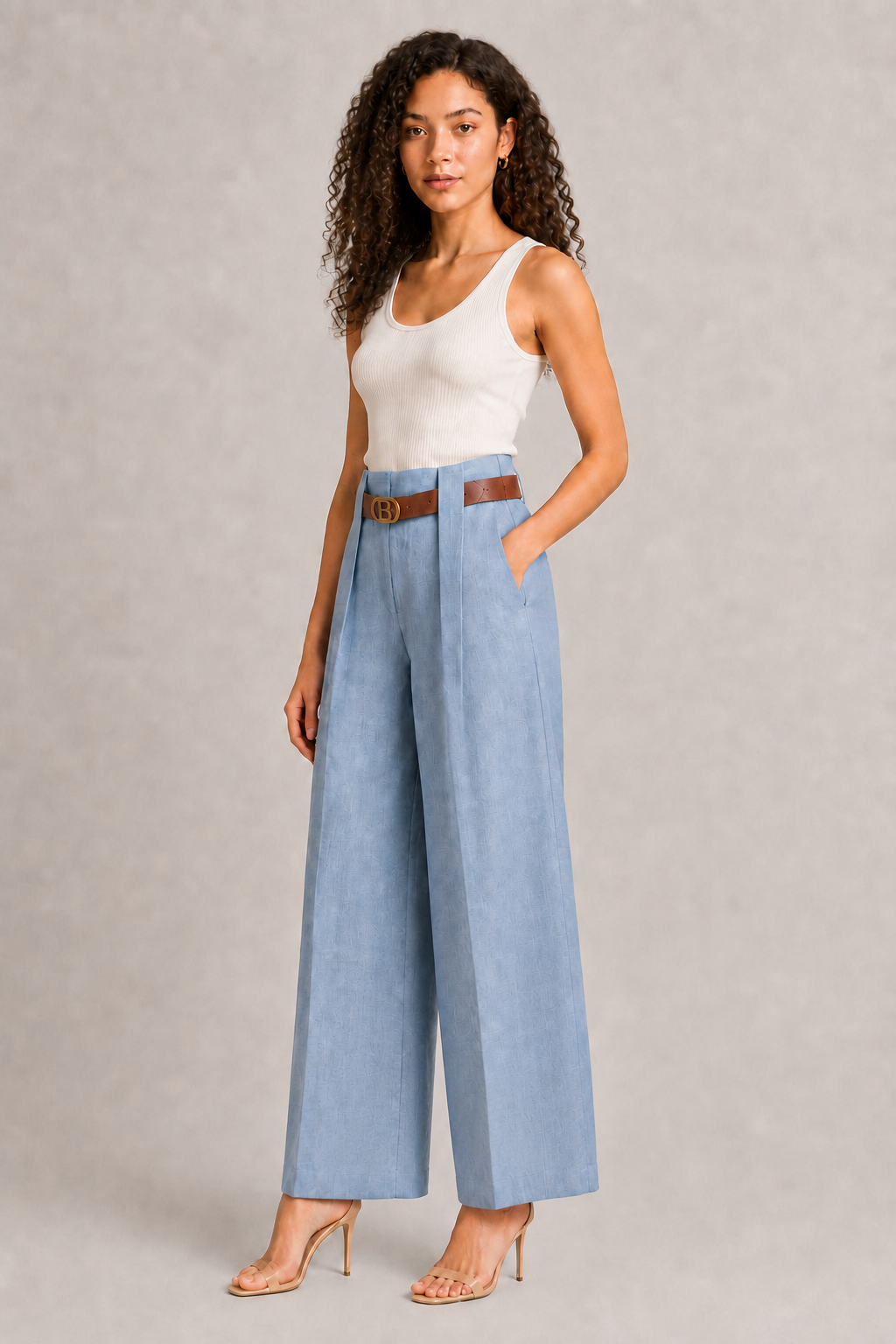 Navy Blue Trousers with Belt