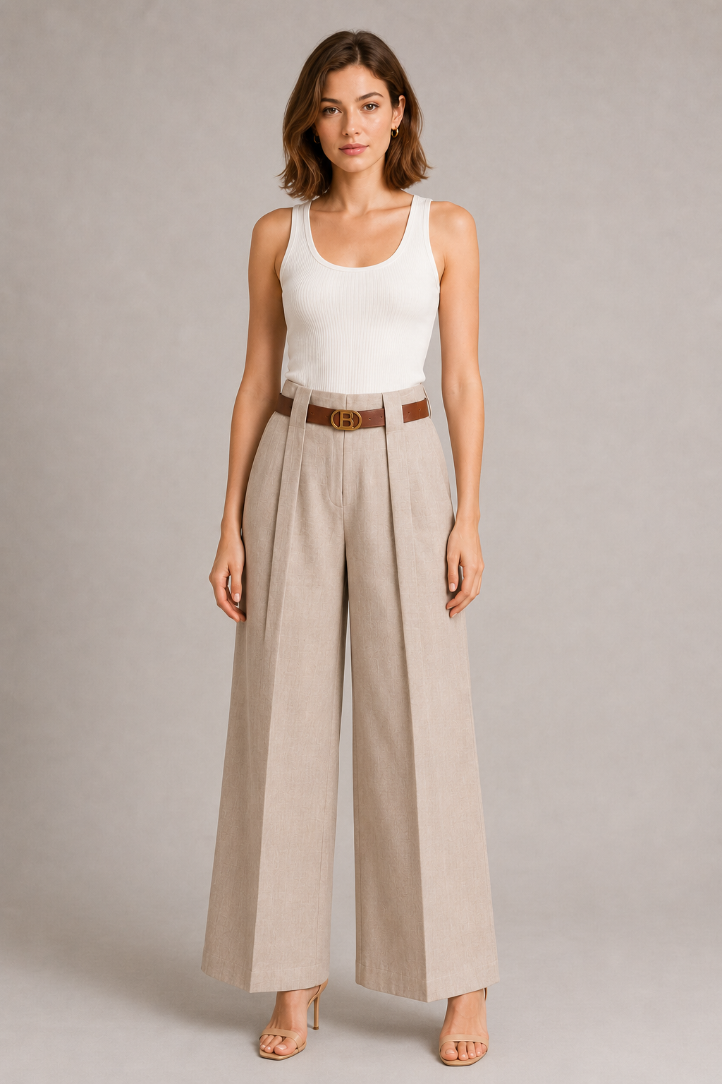 Trousers with Light Brown Belt