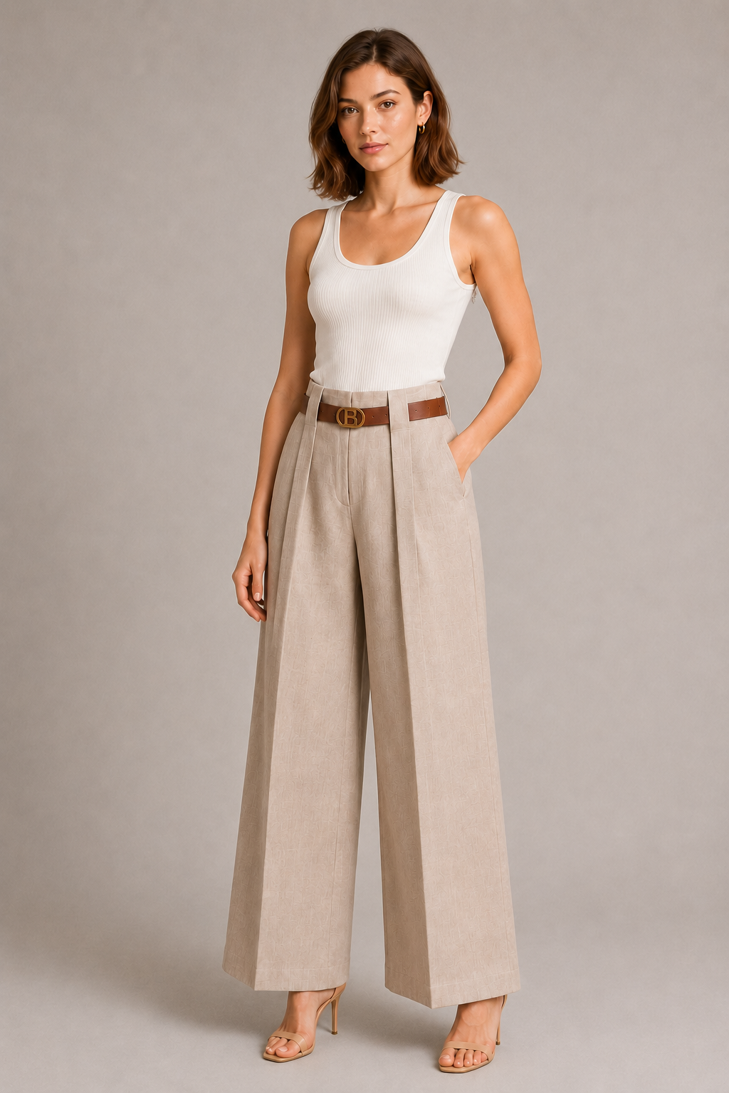 Trousers with Light Brown Belt