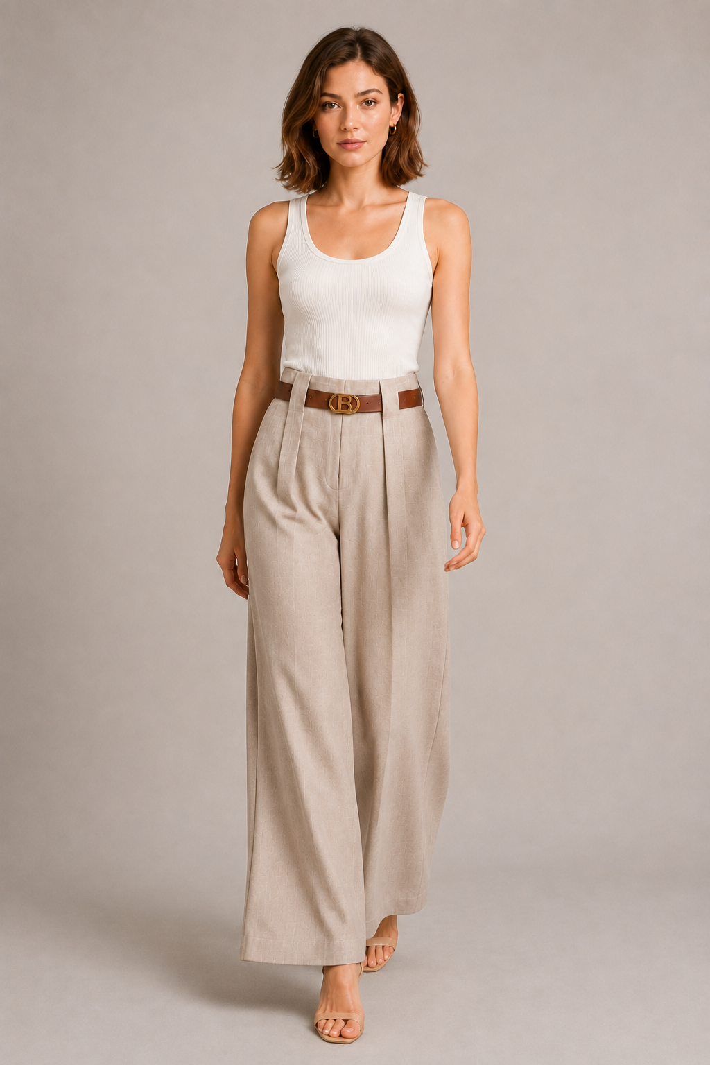 Trousers with Light Brown Belt