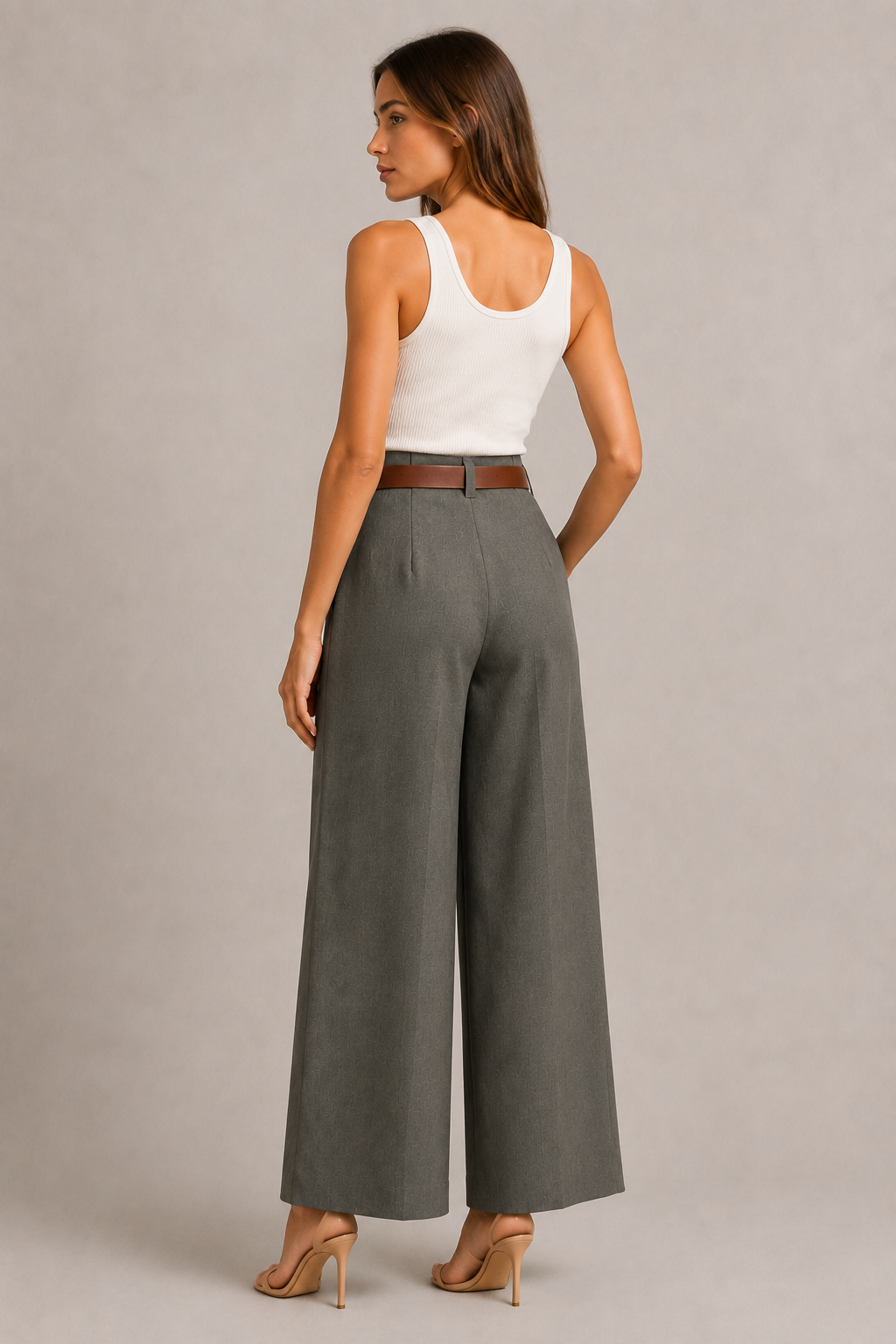 Premium Fabric Trousers with Belt · Elegant Black