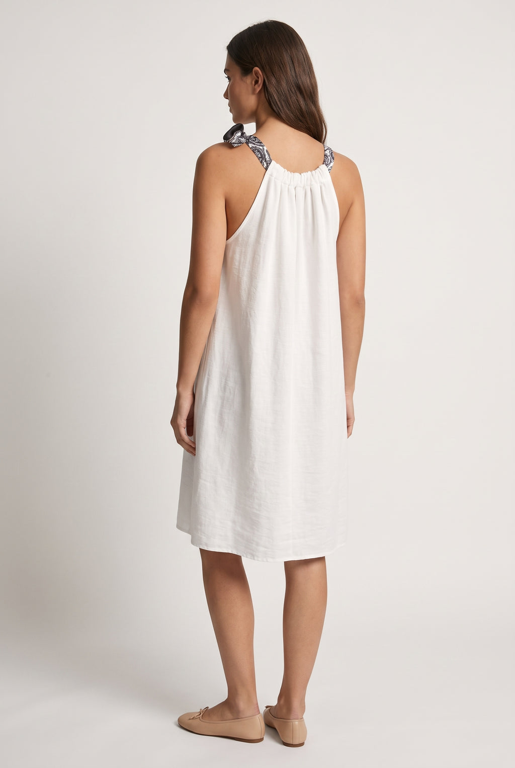 White Paisley Strappy Slip Dress