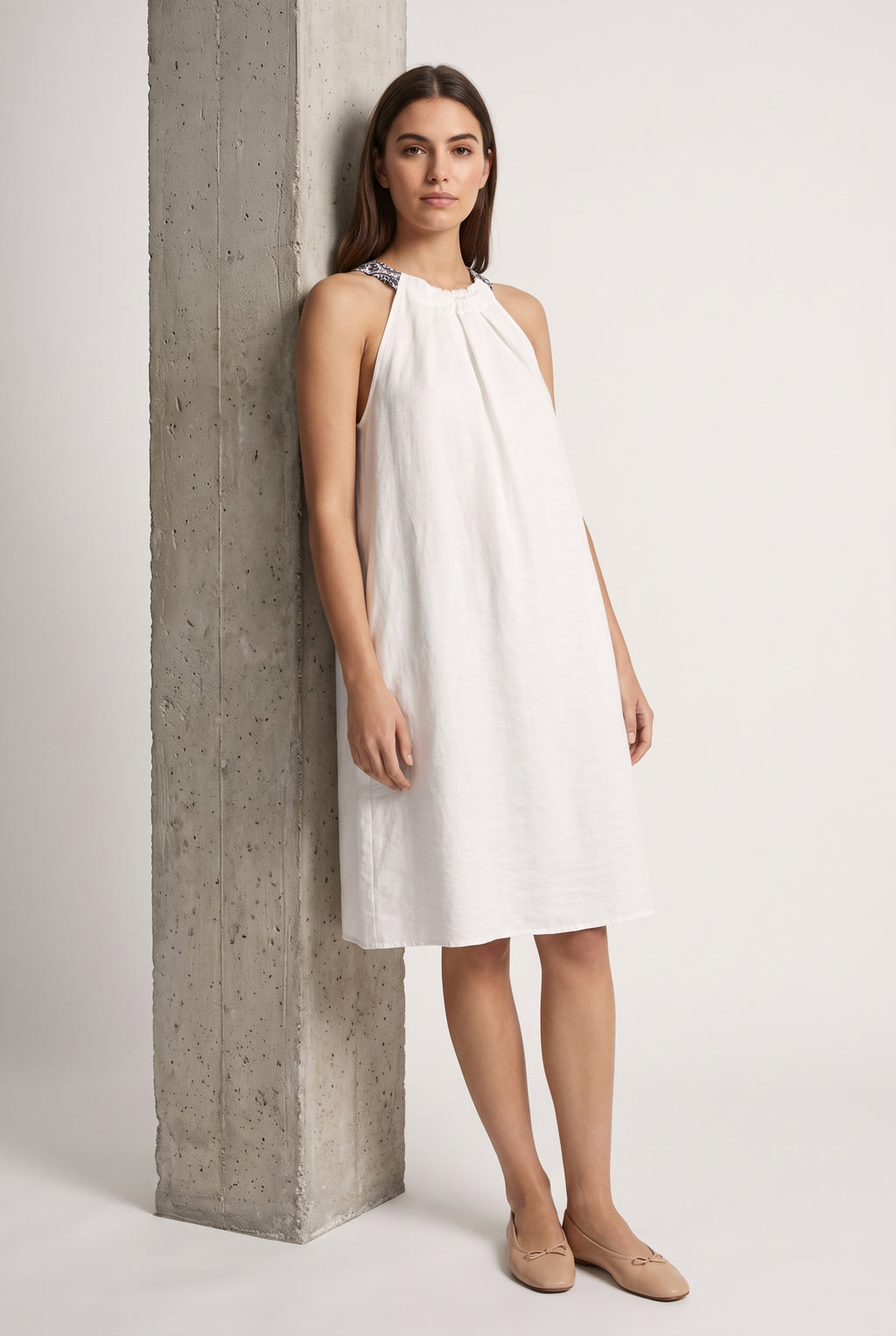 White Paisley Strappy Slip Dress