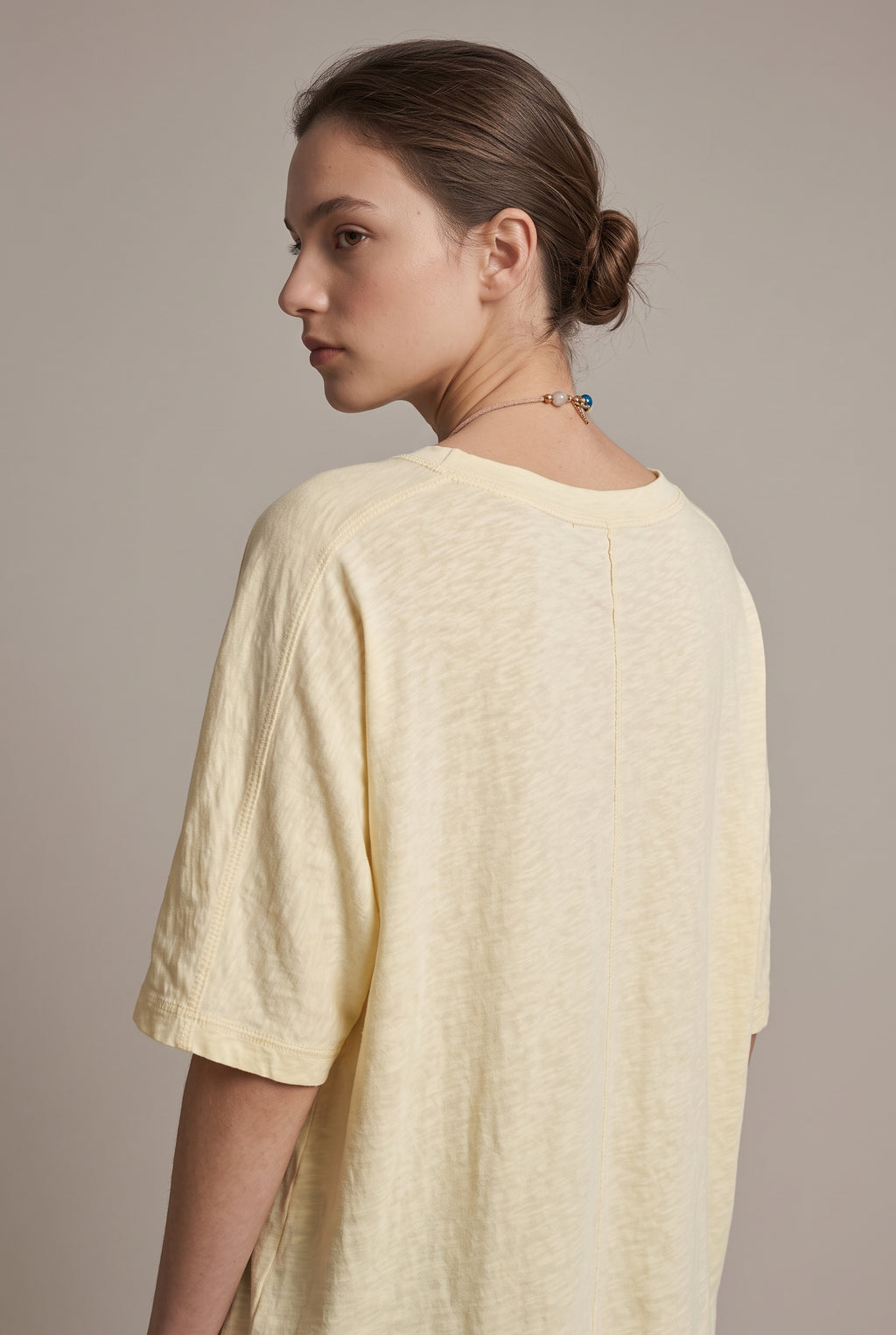 Top Oversize Giallo Burro a Mezza Manica