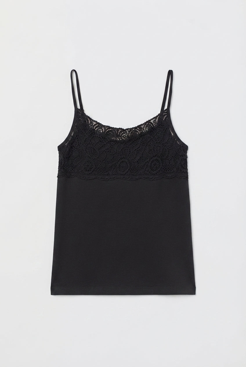 Black Cami with Front Lace