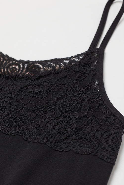 Black Cami with Front Lace