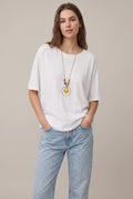 Top Oversize Bianco a Mezza Manica