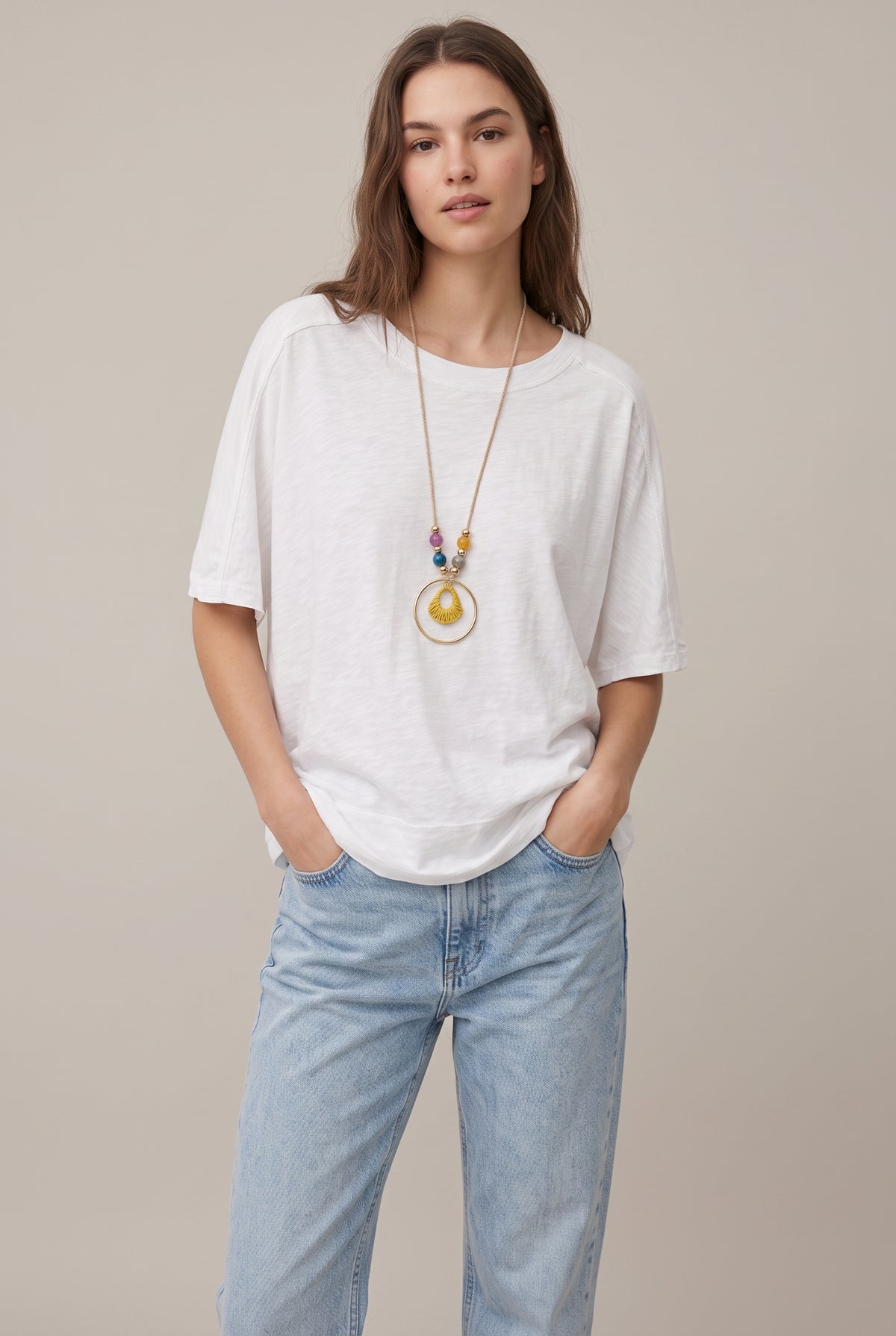 Top Oversize Bianco a Mezza Manica