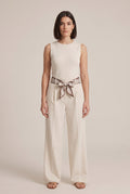 Pantaloni Wide Leg Crema - Vista frontale completa