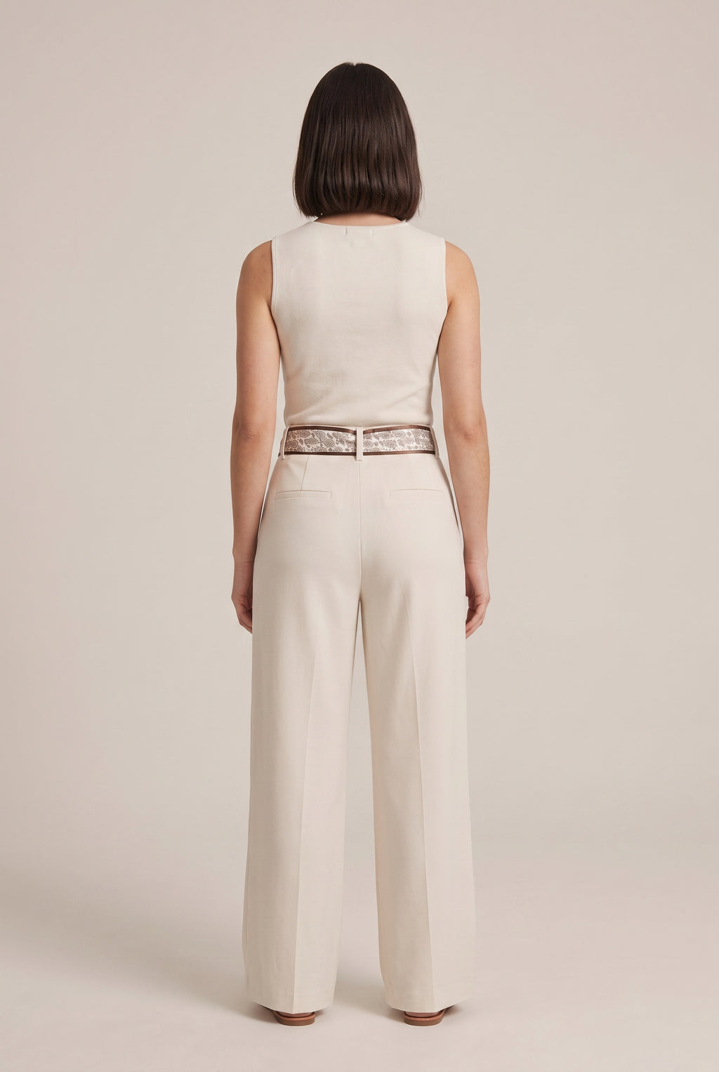 Pantaloni Wide Leg Crema - Vista posteriore