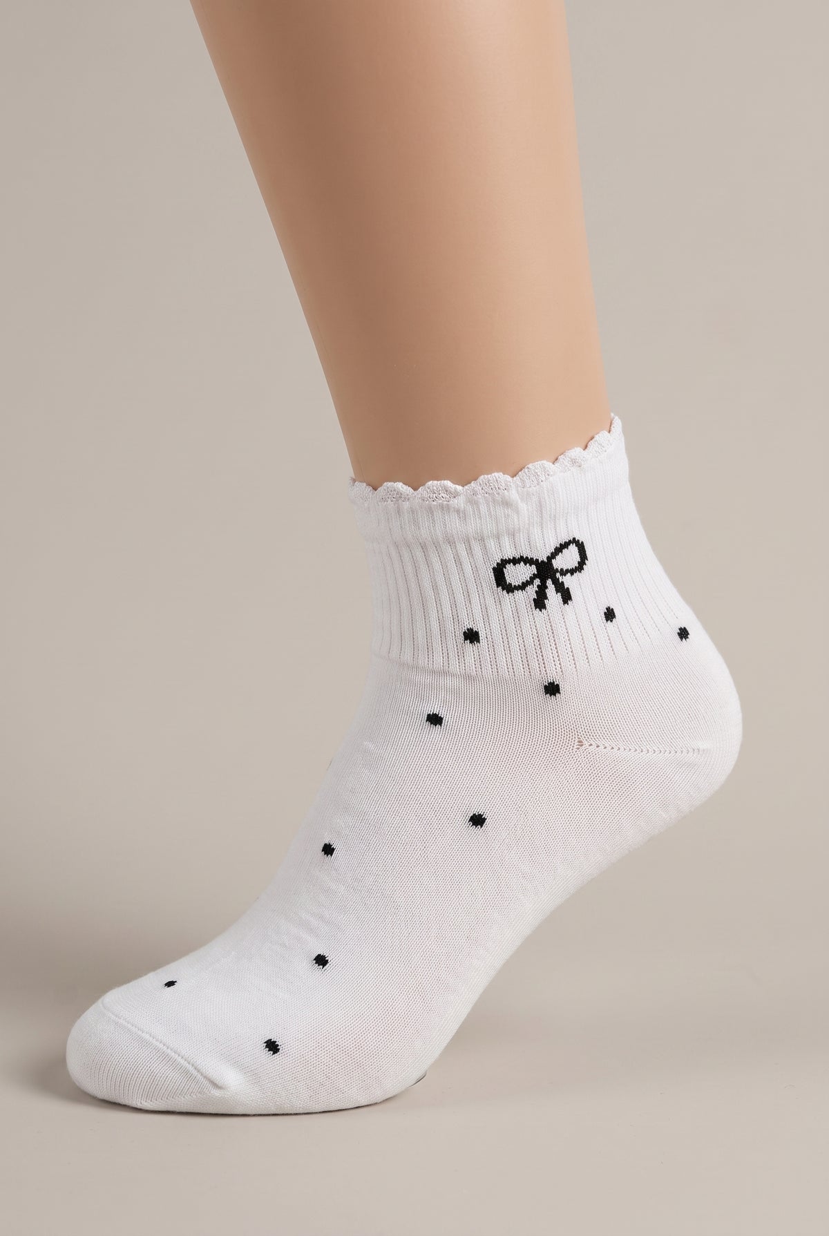Calzini Con Fiocco - Nero con pois bianchi