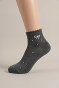 Calzini Con Fiocco - Grigio scuro con pois bianchi