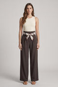 Tailored Trousers · Dark Brown with Paisley Belt