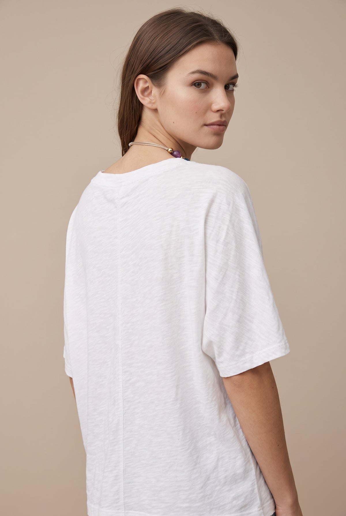 Top Oversize Bianco a Mezza Manica